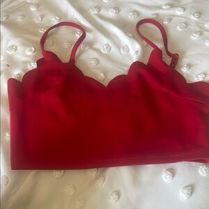 Scalloped Red Crop Top